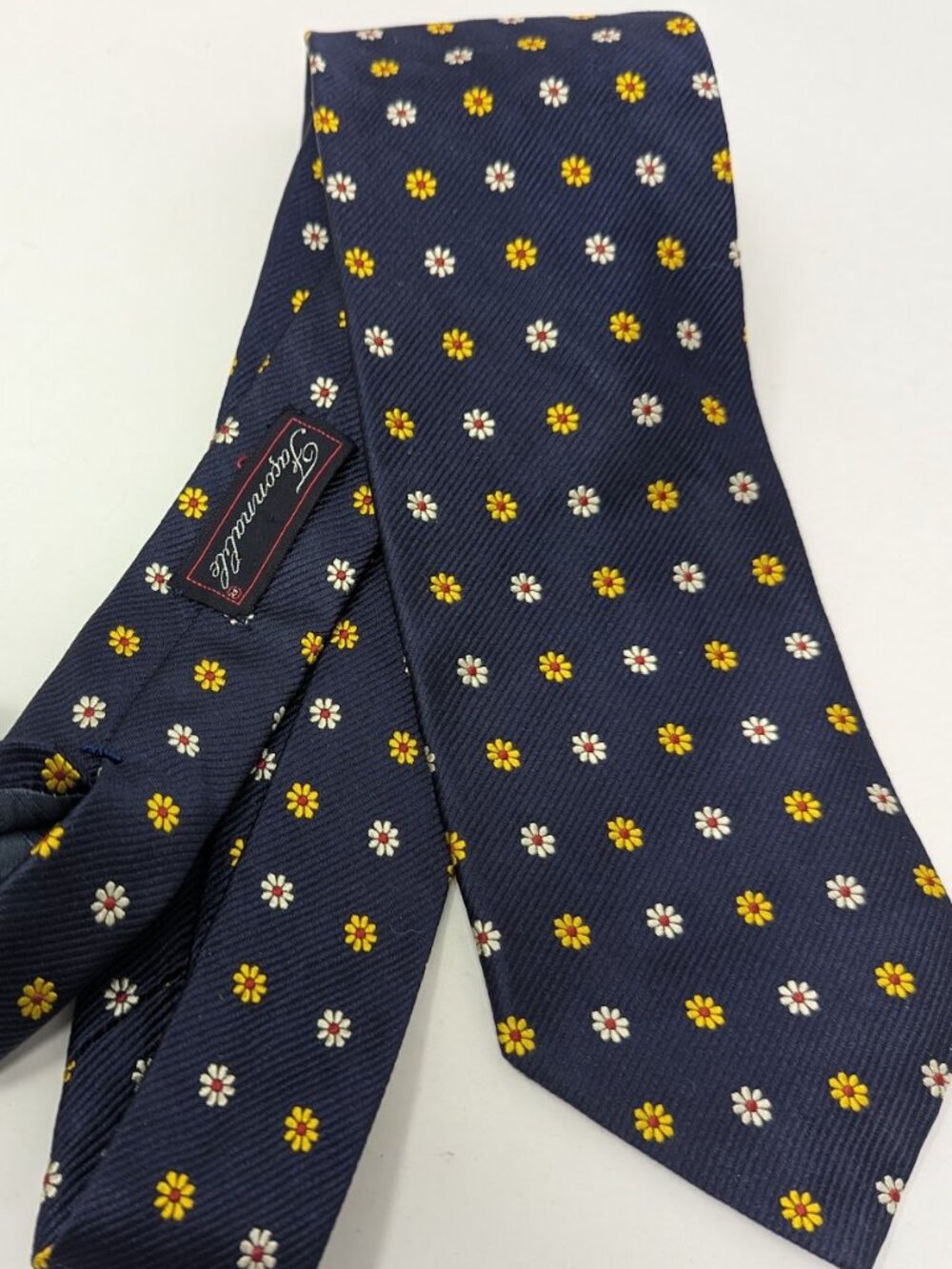Vintage Façonnable jacquard silk tie marked hand made and  "made in France"